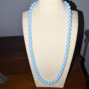 29 in Vintage Light Blue Beaded Necklace